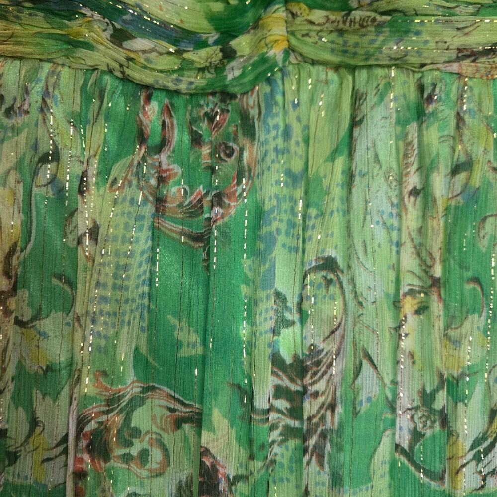 Sue Wong Vintage 100% Silk Emerald Green Halter Dress Size 6 - Picture 6 of 8